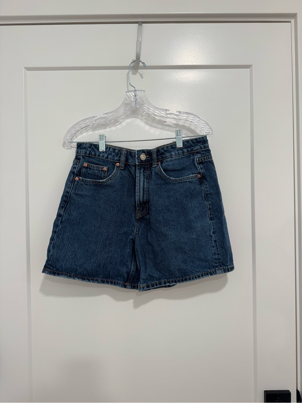 Zara Dark Blue High-Waist Denim Shorts
